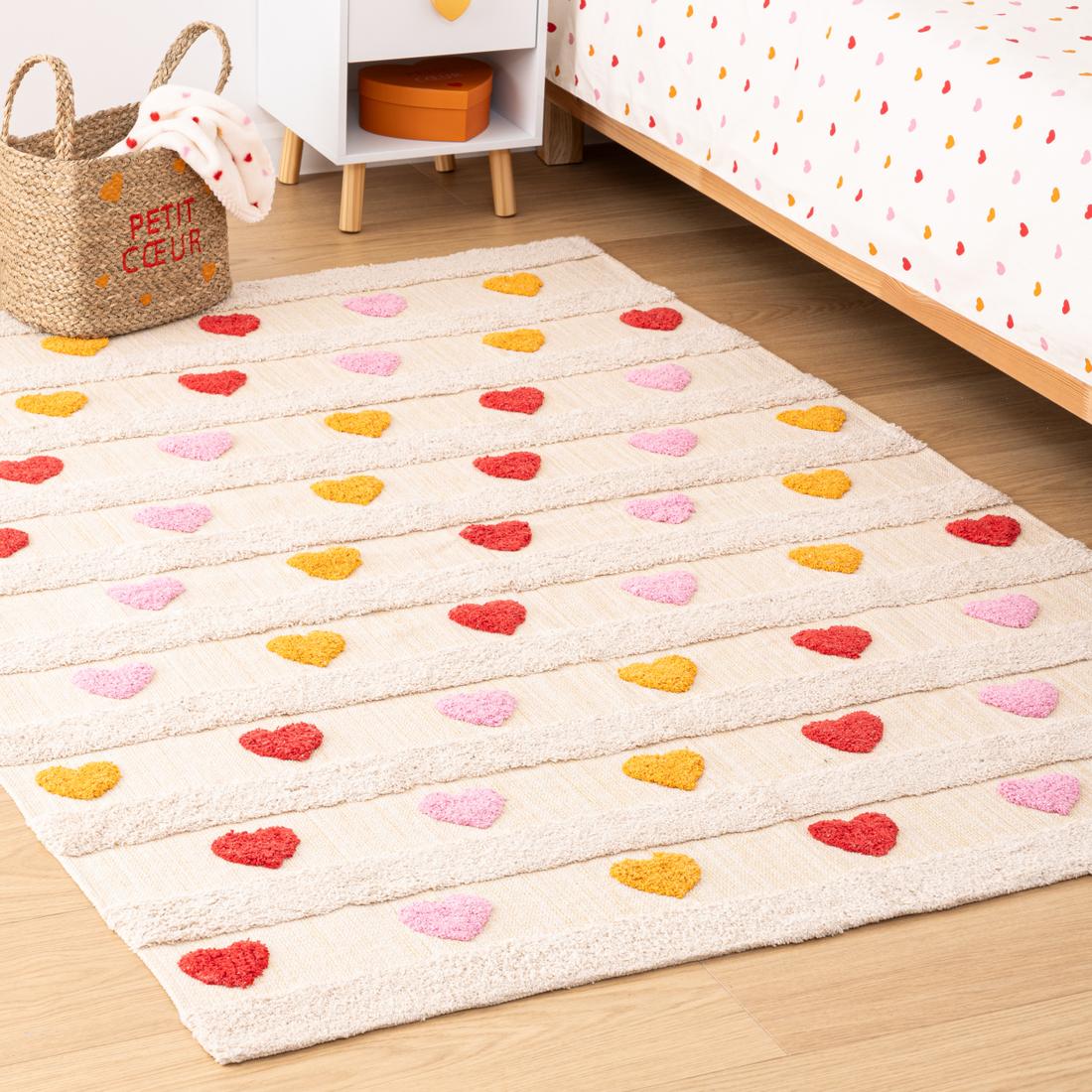 Kindertapijt COEUR Hart Beige/Rood/Roze Kindertapijt COEUR Hart Beige/Rood/Roze