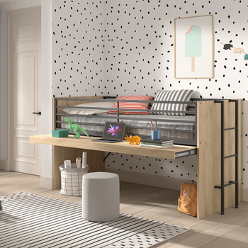 Hoogslaper DIEWKE Uitschuifbaar Bureau Eik 90x200 Hoogslaper DIEWKE Uitschuifbaar Bureau Eik 90x200