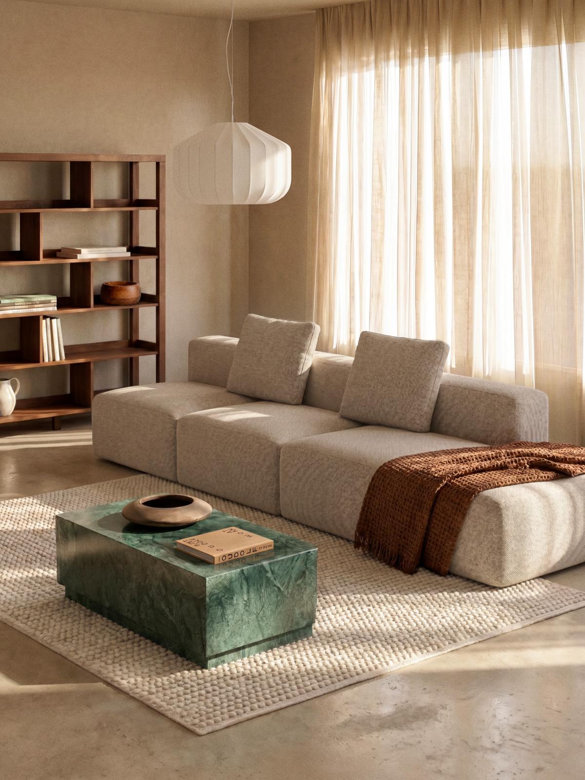 3-zit eindstuk rechts Blok Beige B325