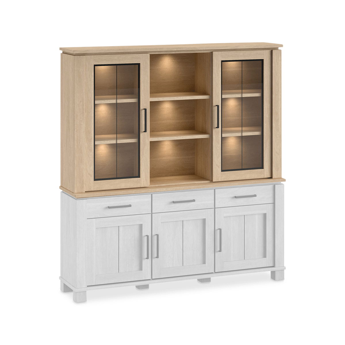 Opzetkast Vitrine/Nis BELMONTE Brushed Sand Oak B199