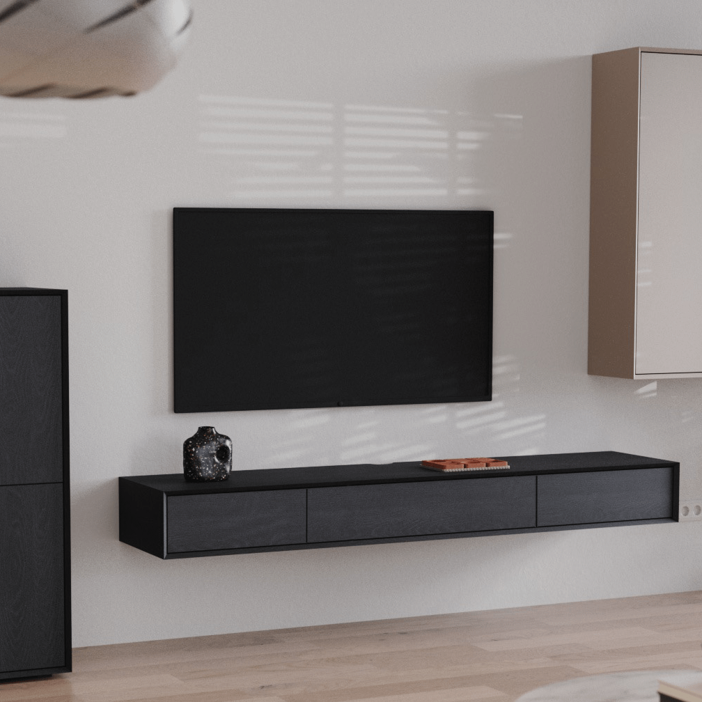 Tv-Meubel NORDIK 3 Klapdeuren H22-B200 Eik Zwart