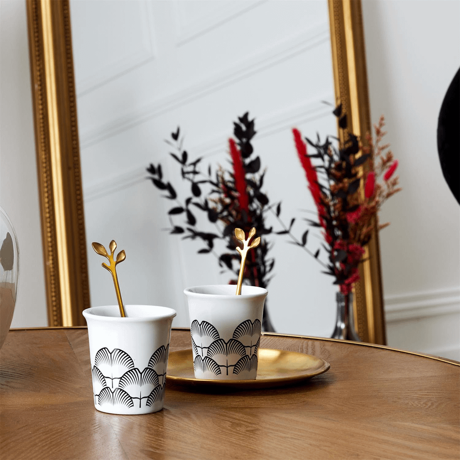 S/4 Koffielepel FEUILLI Rvs Goud S/4 Koffielepel FEUILLI Rvs Goud