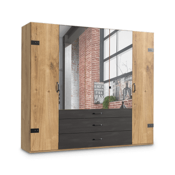 Kleerkast KICK Plankeneiche/Raw Steel B250 Kleerkast KICK Plankeneiche/Raw Steel B250