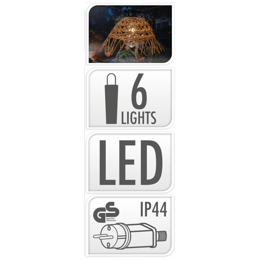 Lichtslinger RAFFIO 6Led Rattan Lichtslinger RAFFIO 6Led Rattan