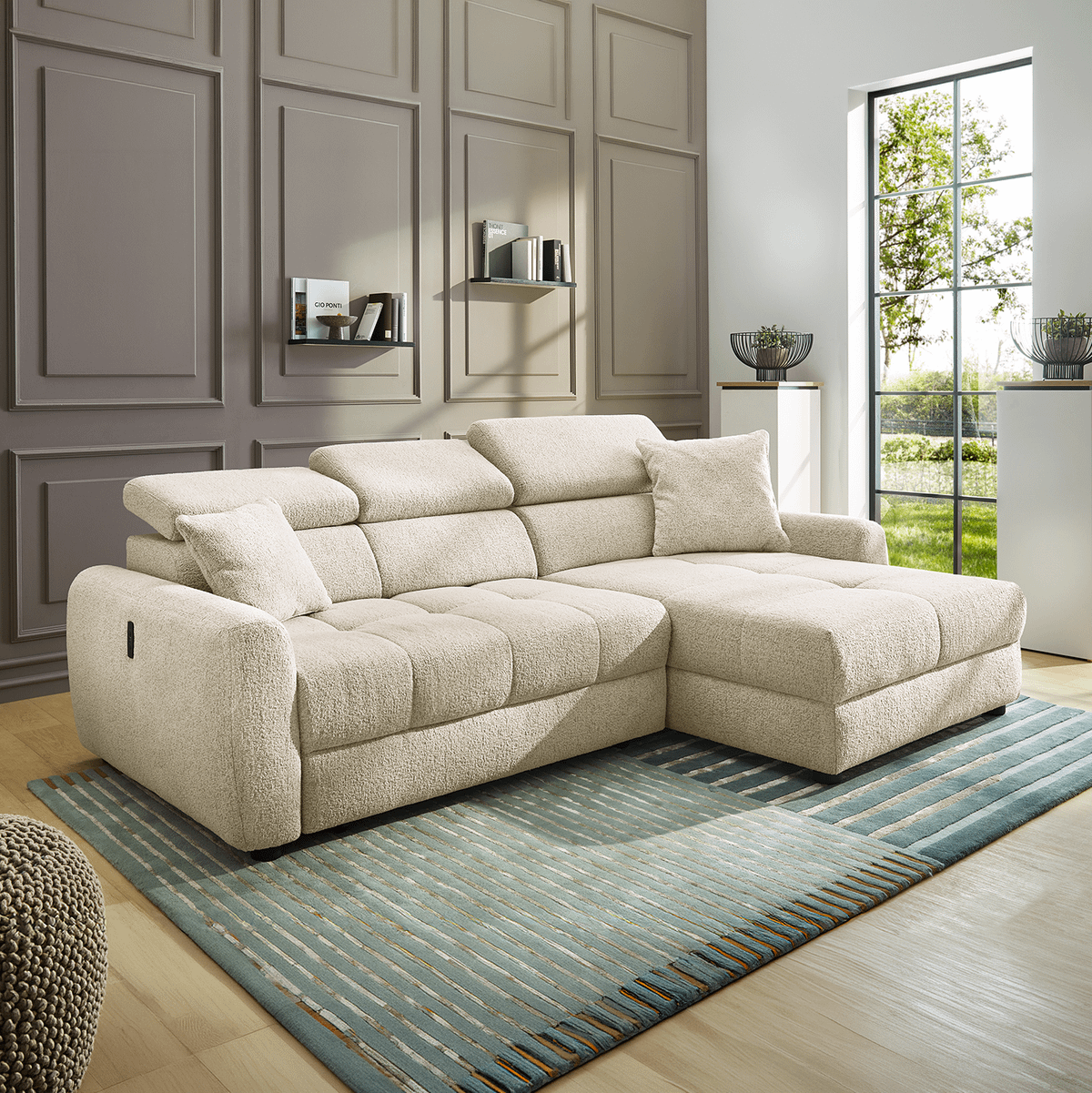 Hoeksalon EVANDRO Beige Elek. diepteverstelling B270