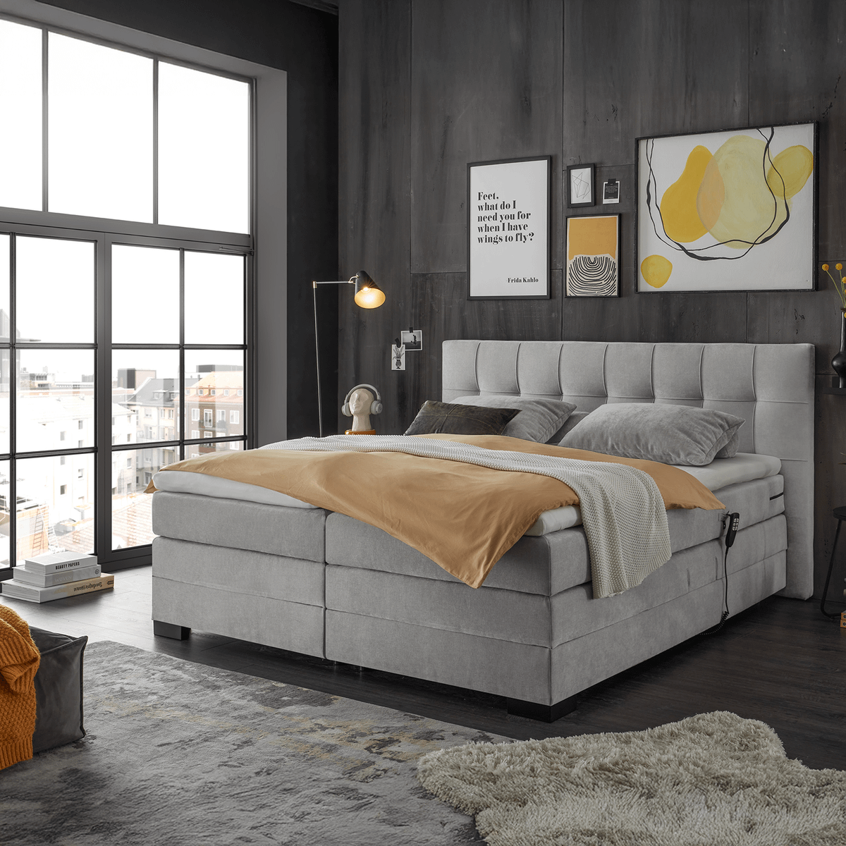 Boxspring KARSHI Elektrisch Verstelbaar 180x200 Silver