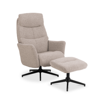 Relaxfauteuil HALDOR met Poef Monza Beige  Relaxfauteuil HALDOR met Poef Monza Beige