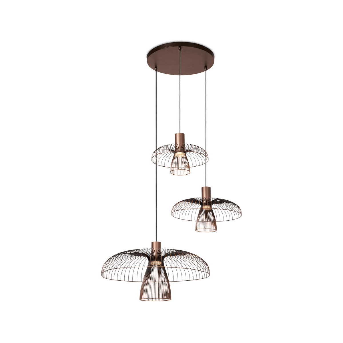 Hanglamp NIGELLA 3Del. Ø76 Koffie