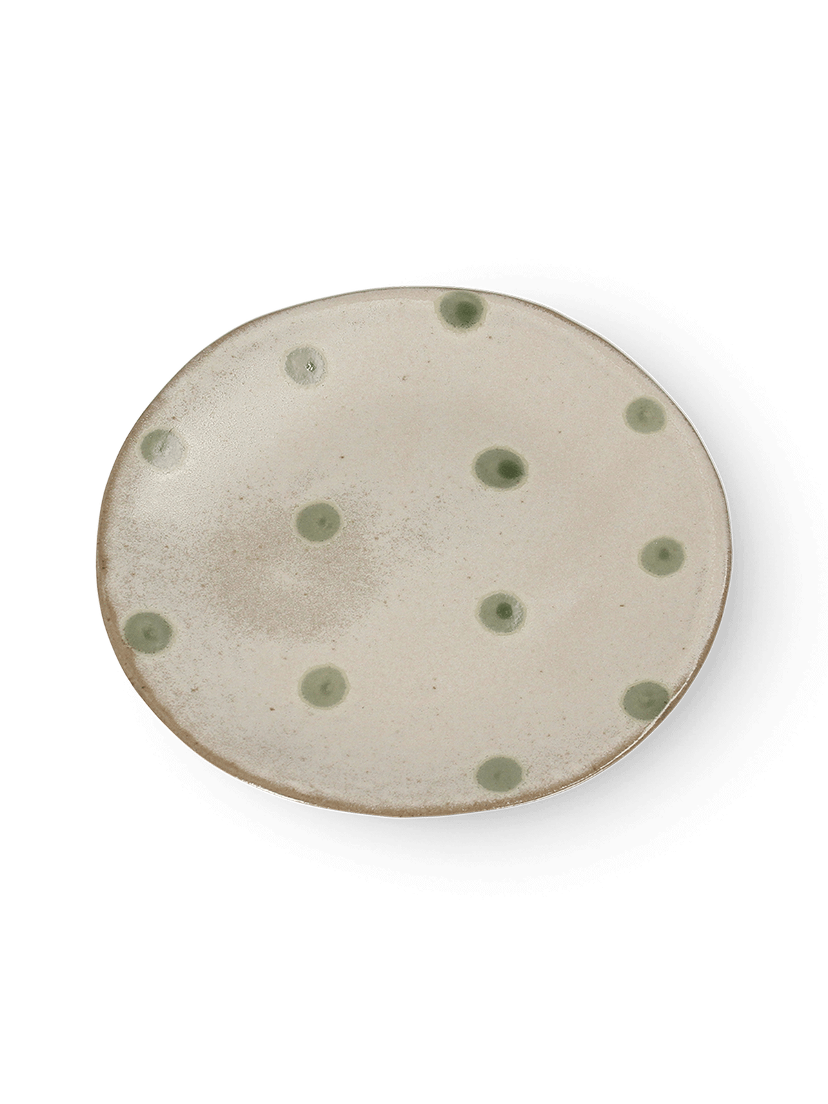 Bord AITAN XL Ker. Beige/Stippen Groen