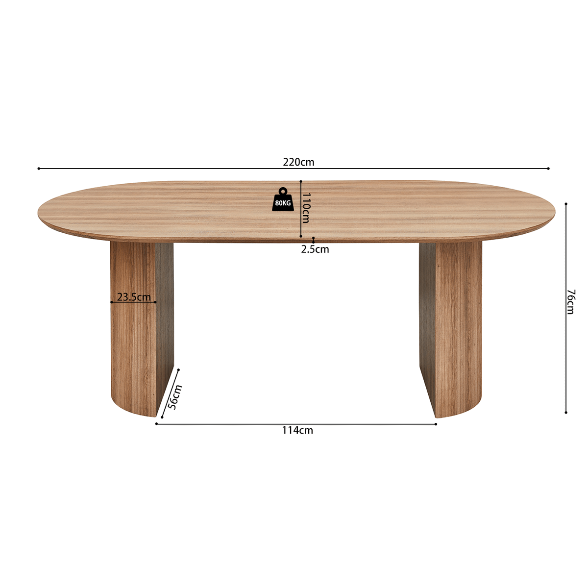 Eettafel PORTO Decor Oude Eik 220x110