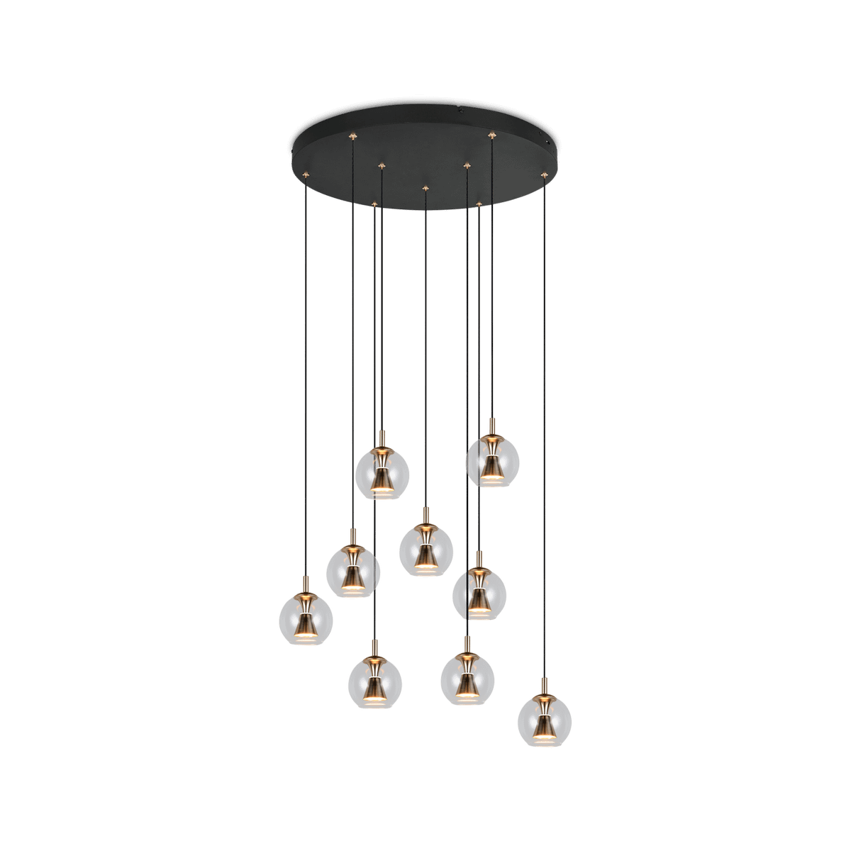 Hanglamp SOLENNE Ø 9Del. Zwart/Goud