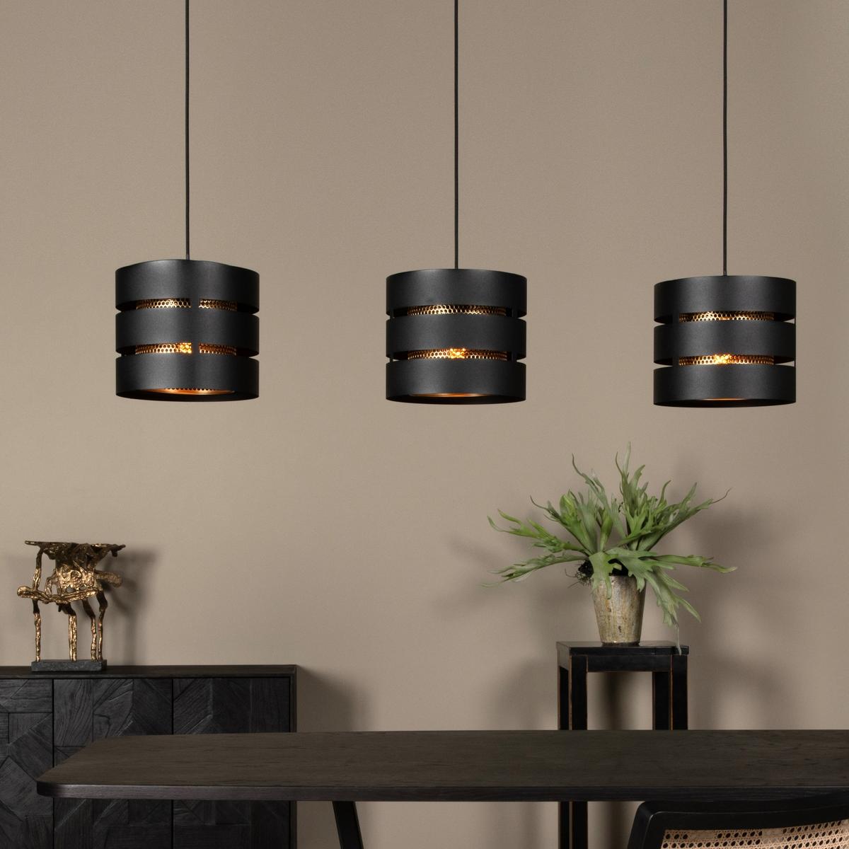 Hanglamp ROSAS 3Del. Lang Zwart/Goud