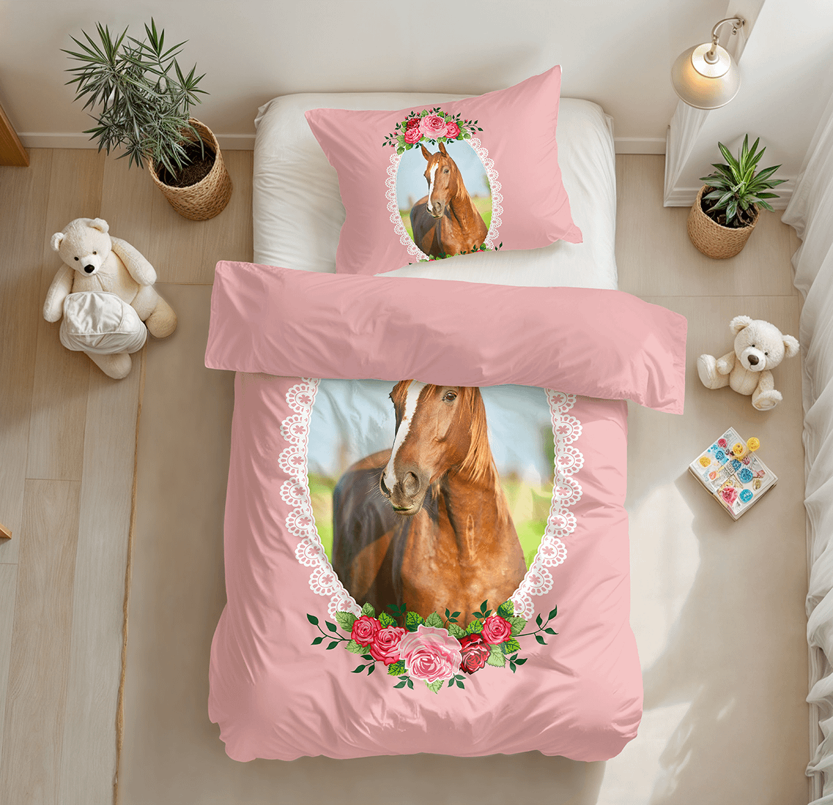 Dekbedovertrek CUTE HORSE 140 Roze