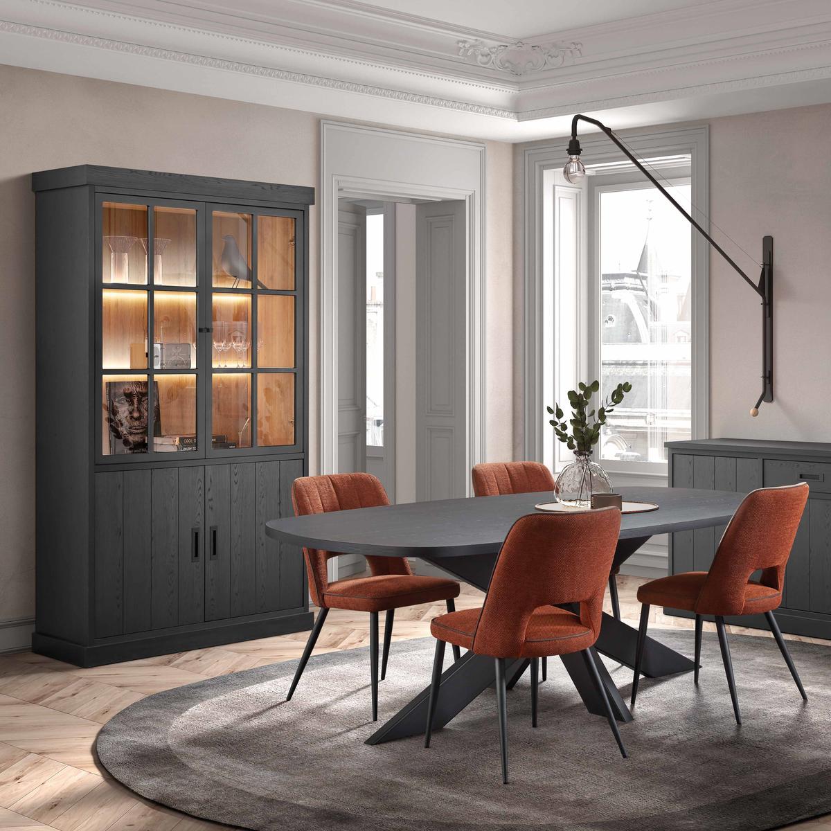 Vitrinekast WINSTON Zwart B122