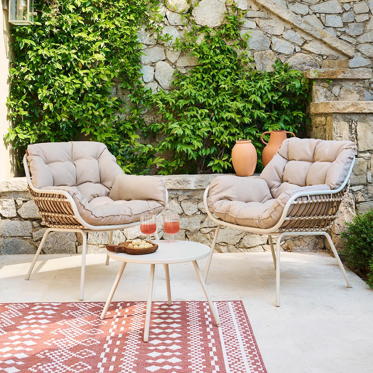 Loungeset RAVELLO 2pers. Beige/Zand