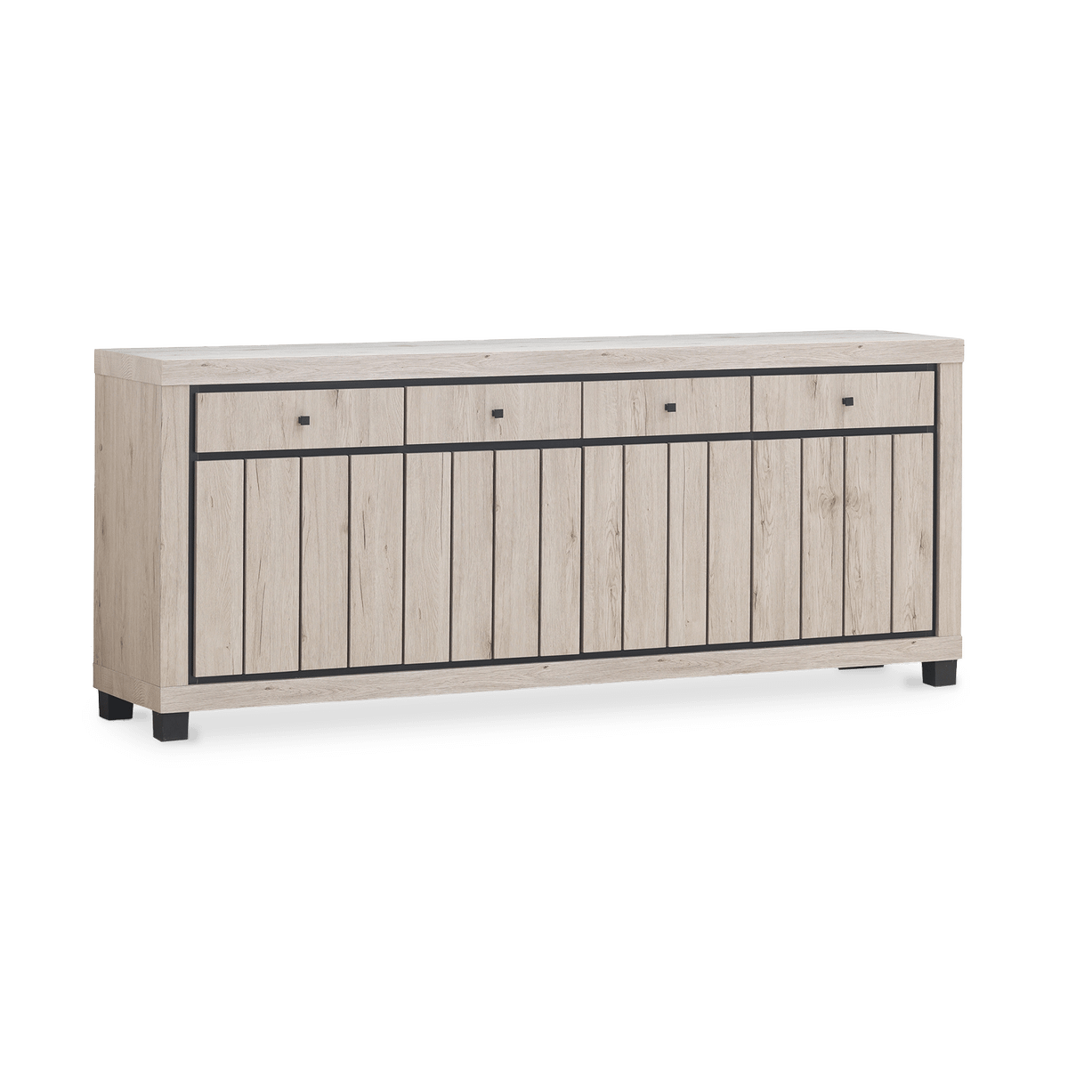 Eetkamer JASMUND: Dressoir + Glaskast B132,5 + Eettafel 190x95 + 4x Stoelen Dodge