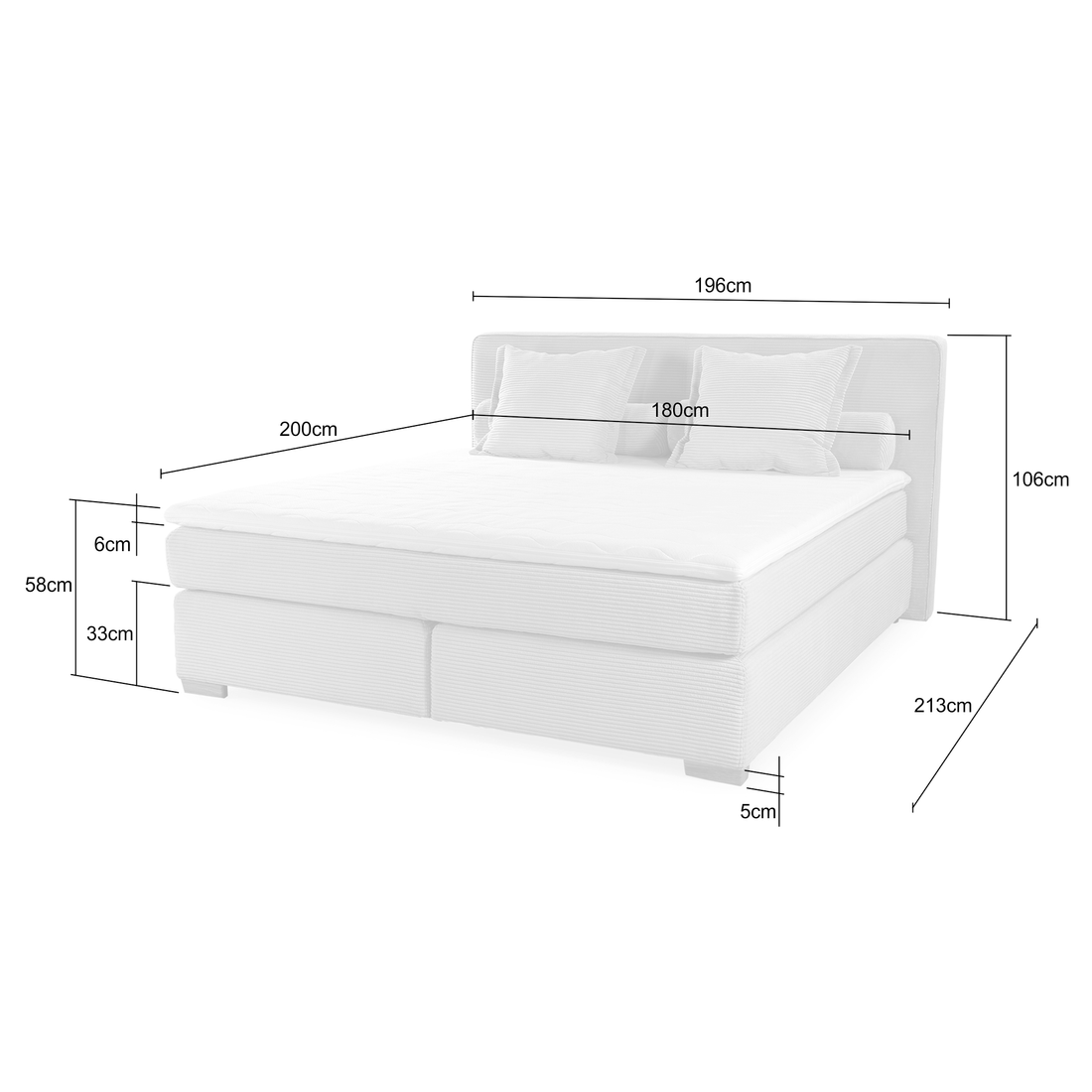 Boxspring TILBURG Ribfluweel 426/07 Beige 180x200 Boxspring TILBURG Ribfluweel 426/07 Beige 180x200