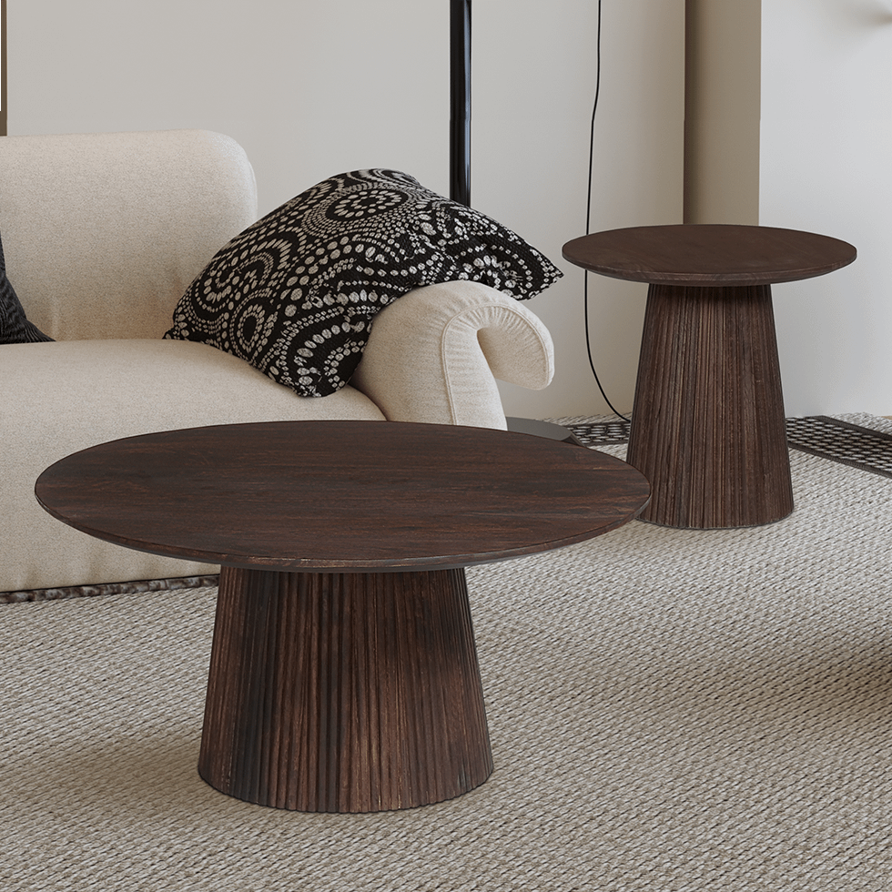 Bijzettafel DOMINGO Mango Donkerbruin Ø50  Bijzettafel DOMINGO Mango Donkerbruin Ø50