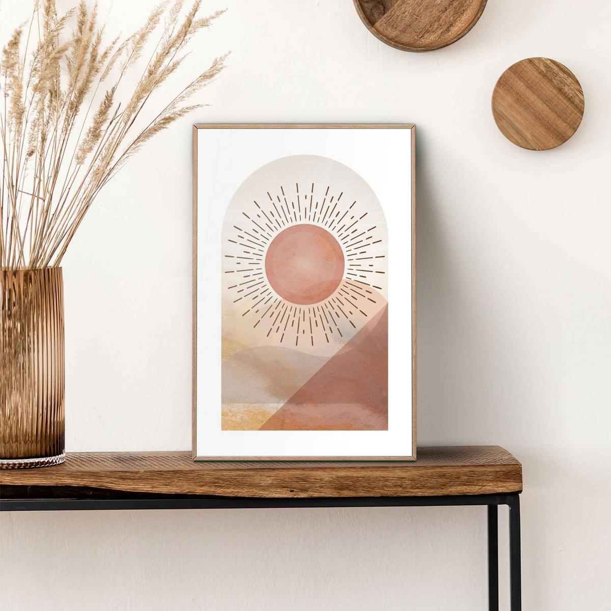 Slim Frame Wood Abstract Sun
