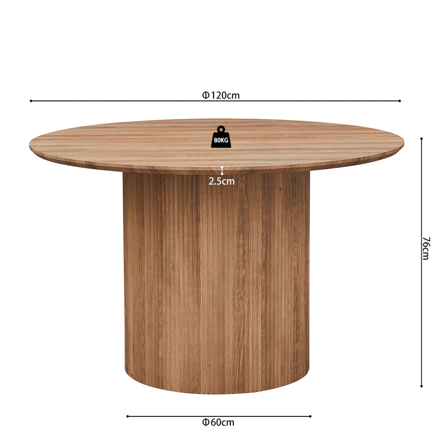 Eettafel PORTO Decor Oude Eik Ø120 Eettafel PORTO Decor Oude Eik Ø120
