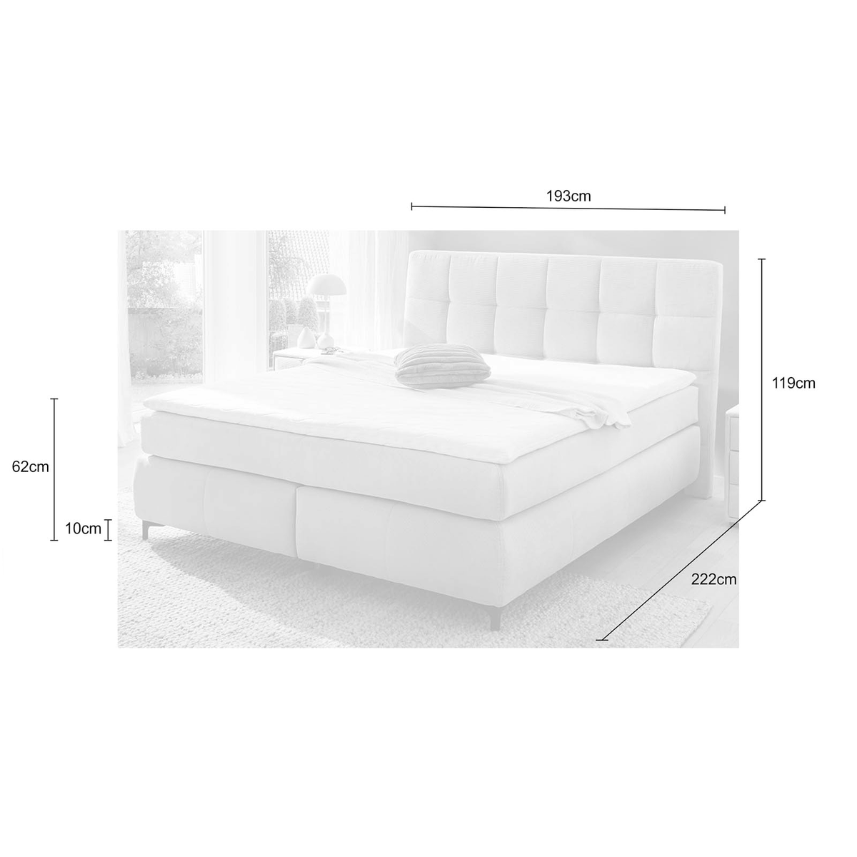 Boxspring ALKMAAR Chenille Grijs 180x200