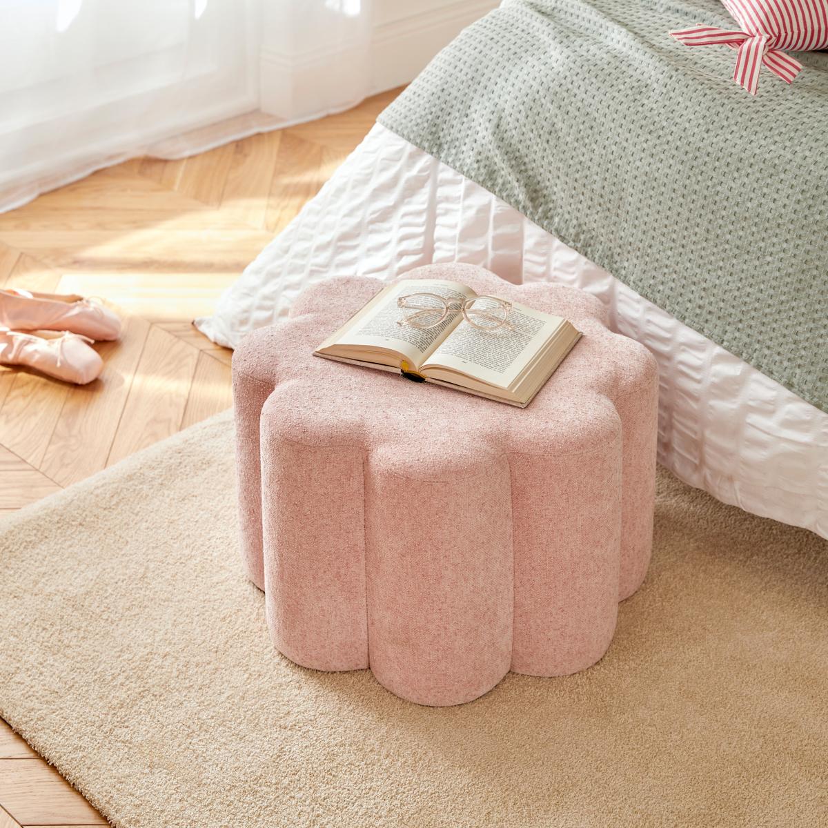 Pouf FLEUR DE ROSE Bloemvorm Roze