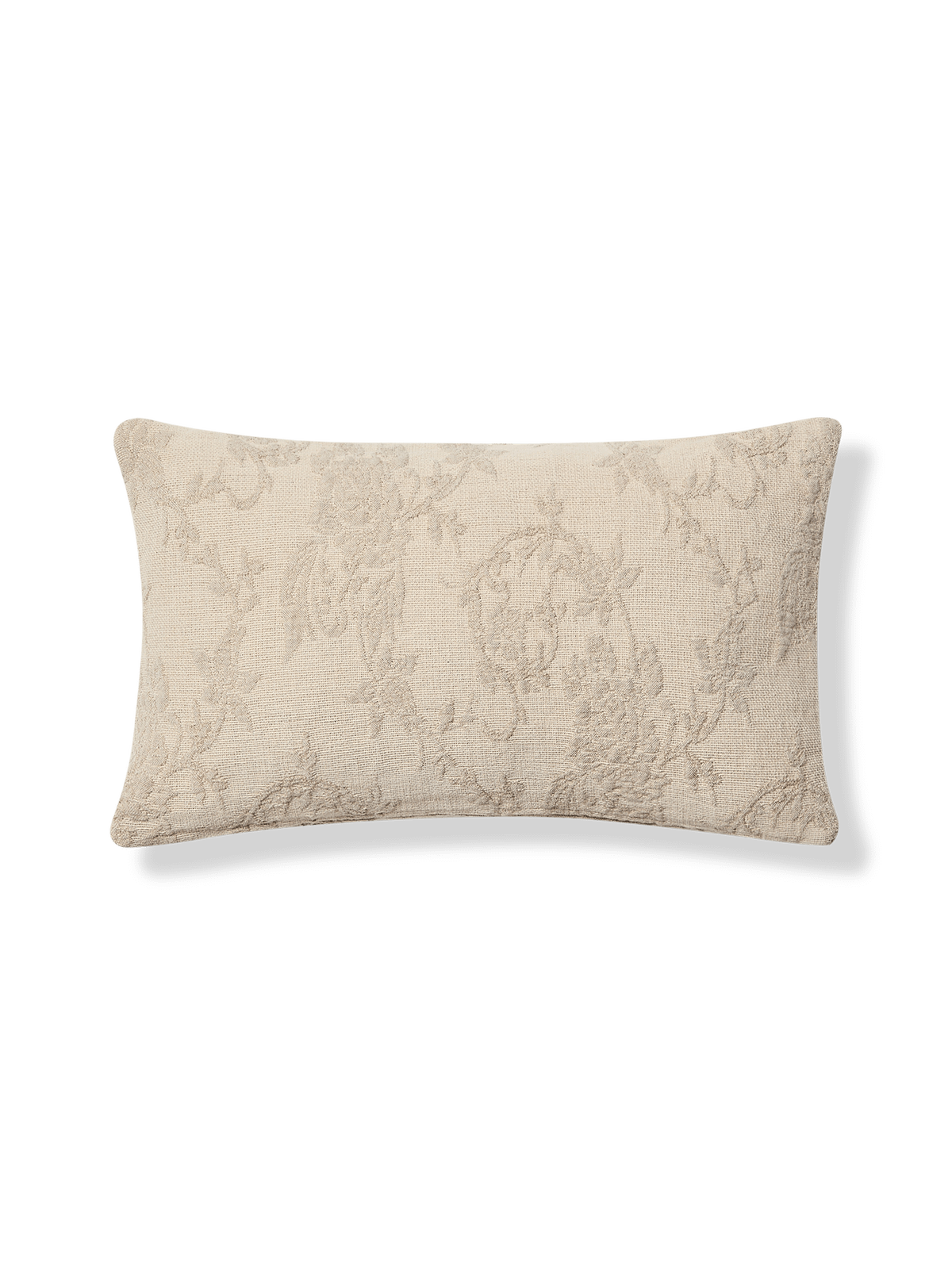 Velina kussenhoes van gewassen linnen jacquard met bloemen in beige 30 x 50 cm