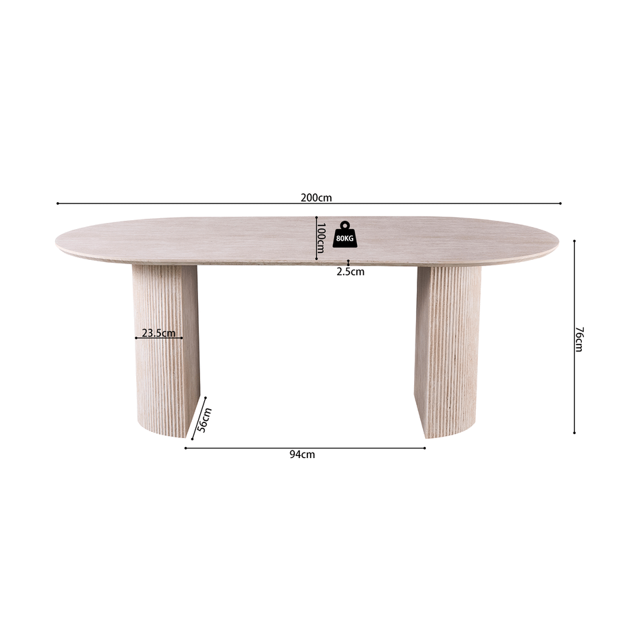 Eettafel PORTO 200x100 Travertijnlook Eettafel PORTO 200x100 Travertijnlook