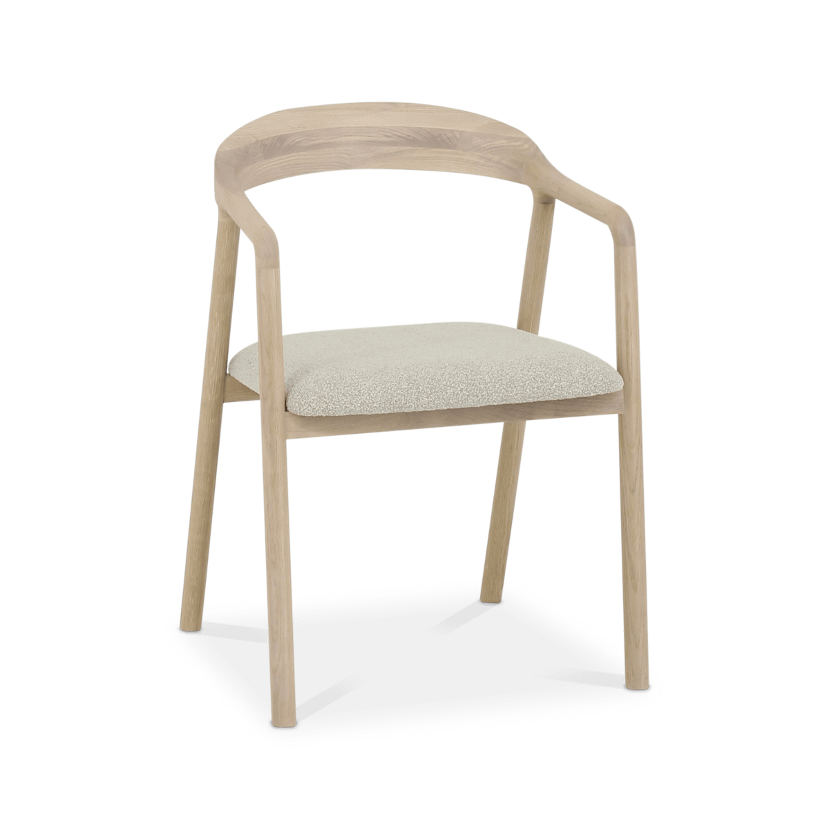 Armstoel SKYE Bouclé Beige - Poot Lichte Eik 