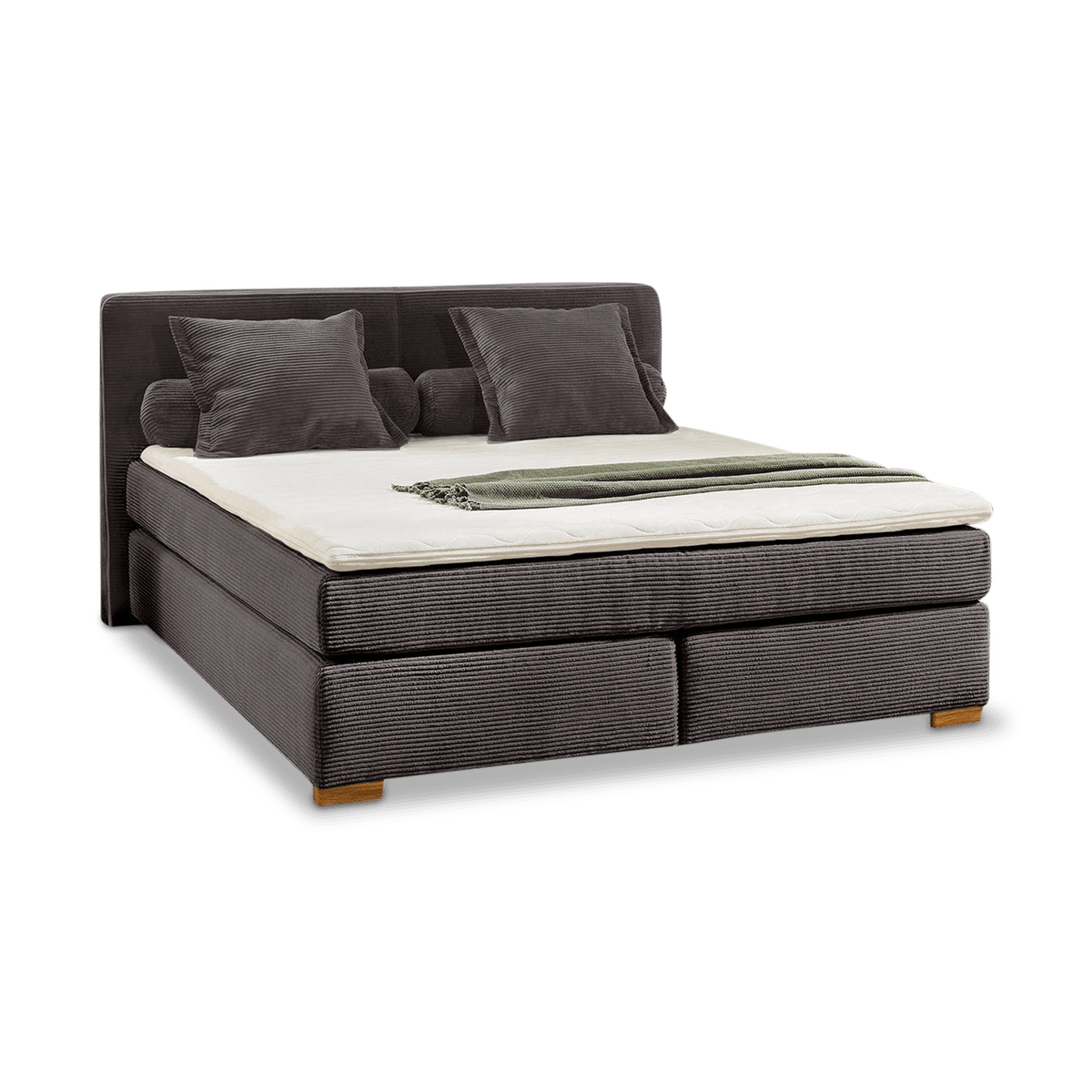 Boxspring TILBURG Ribfluweel Donkdergrijs 180x200