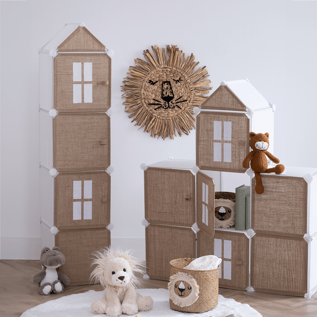 Opbergrek CASTLE 4Del. Met/Poly Wit/Beige