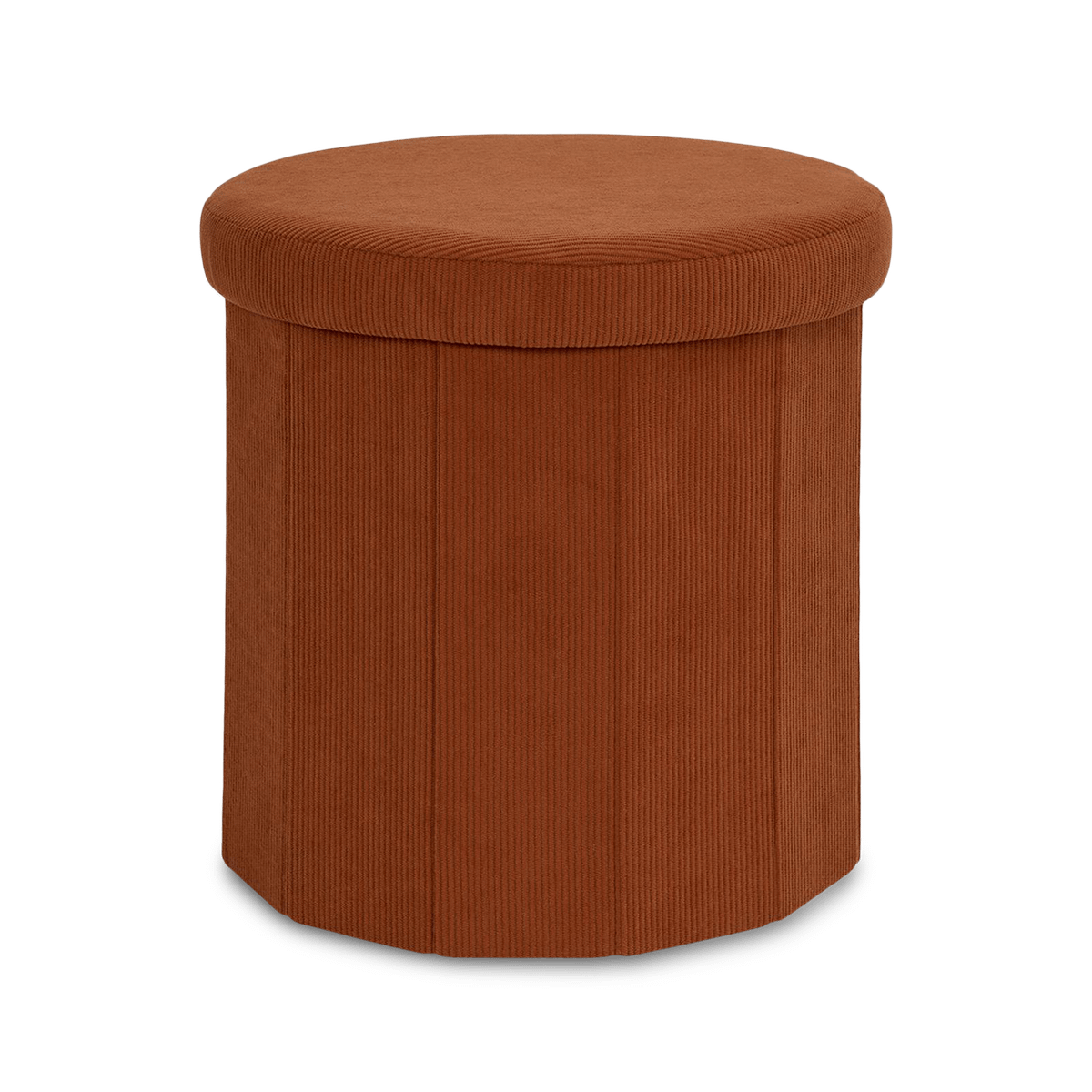 Opbergpouf COLLETE Rond Rib Terracotta