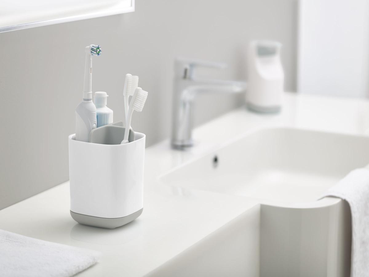 Tandenborstelhouder EASY STORE klein grijs/wit