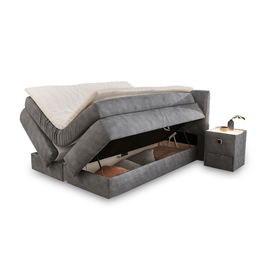 Boxspring DEN HAAG Microvezel 411/19 Grijs 160x200 Boxspring DEN HAAG Microvezel 411/19 Grijs 160x200