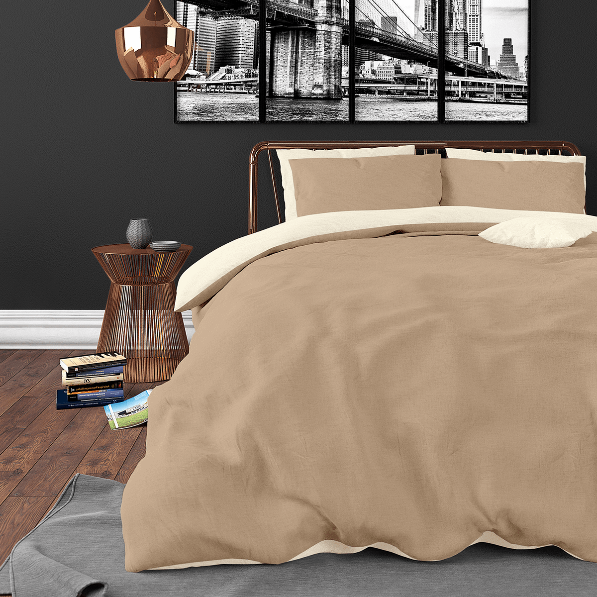 Dekbedovertrek TWIN FACE 240 Creme/Taupe