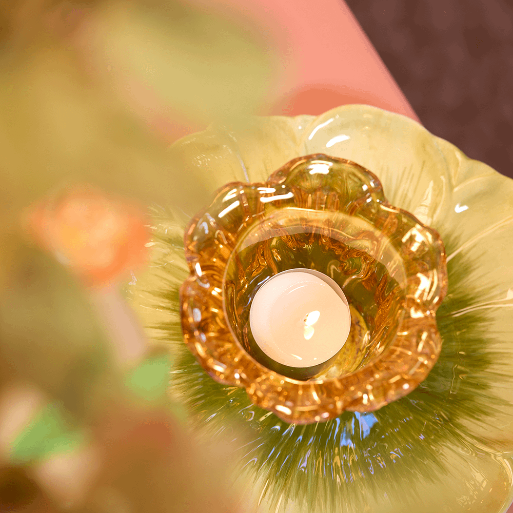 TL-Houder FLOWALY Glas Geel TL-Houder FLOWALY Glas Geel