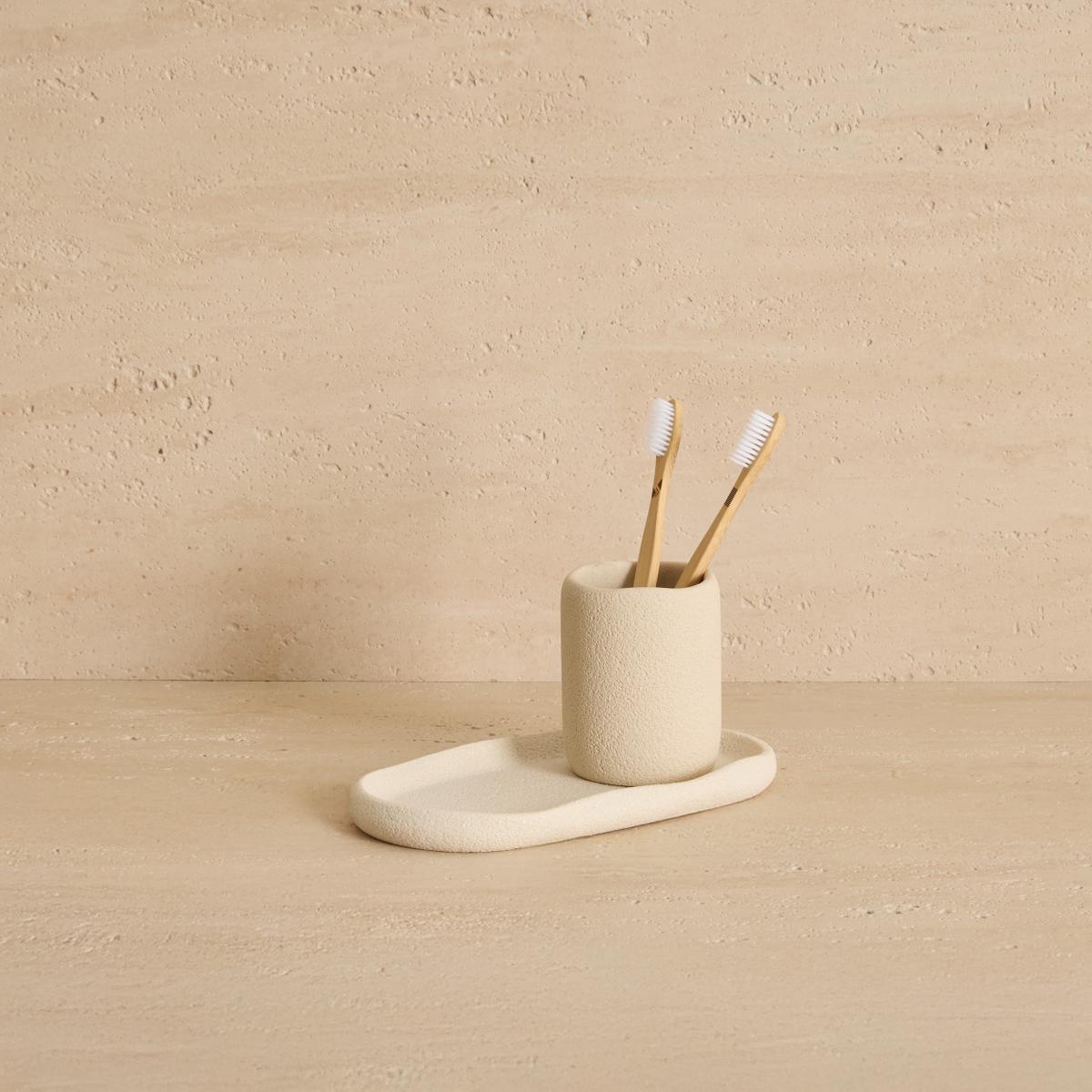 Tandenborstelhouder HOLEZO Poly Beige/Bruin