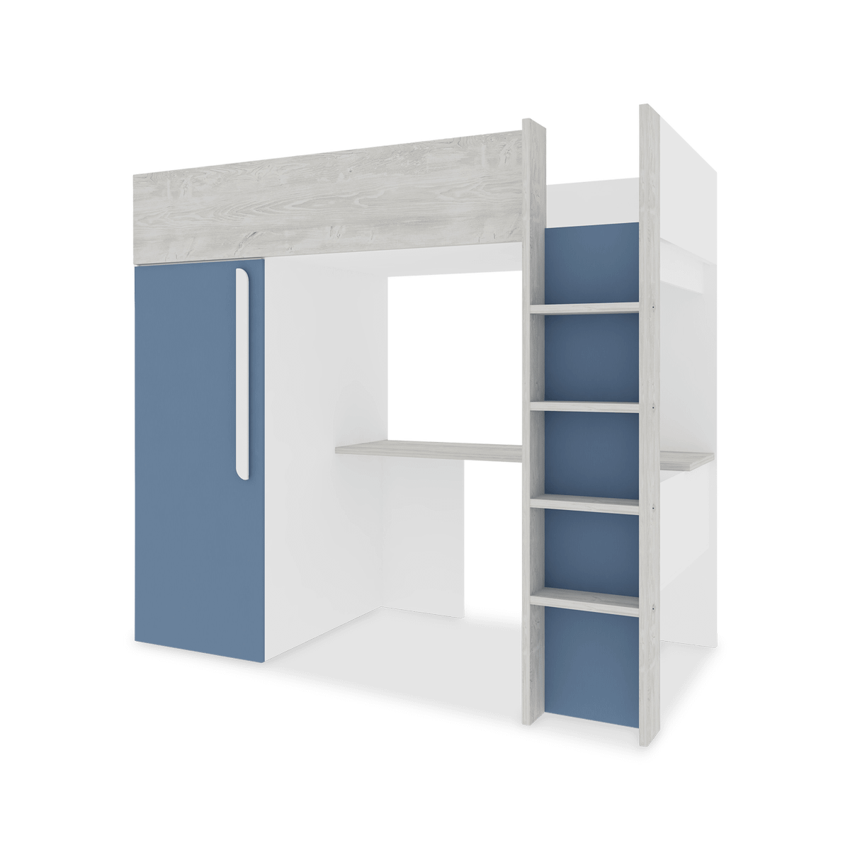 Hoogslaper incl. bureau/kleerkast LEVI Blue