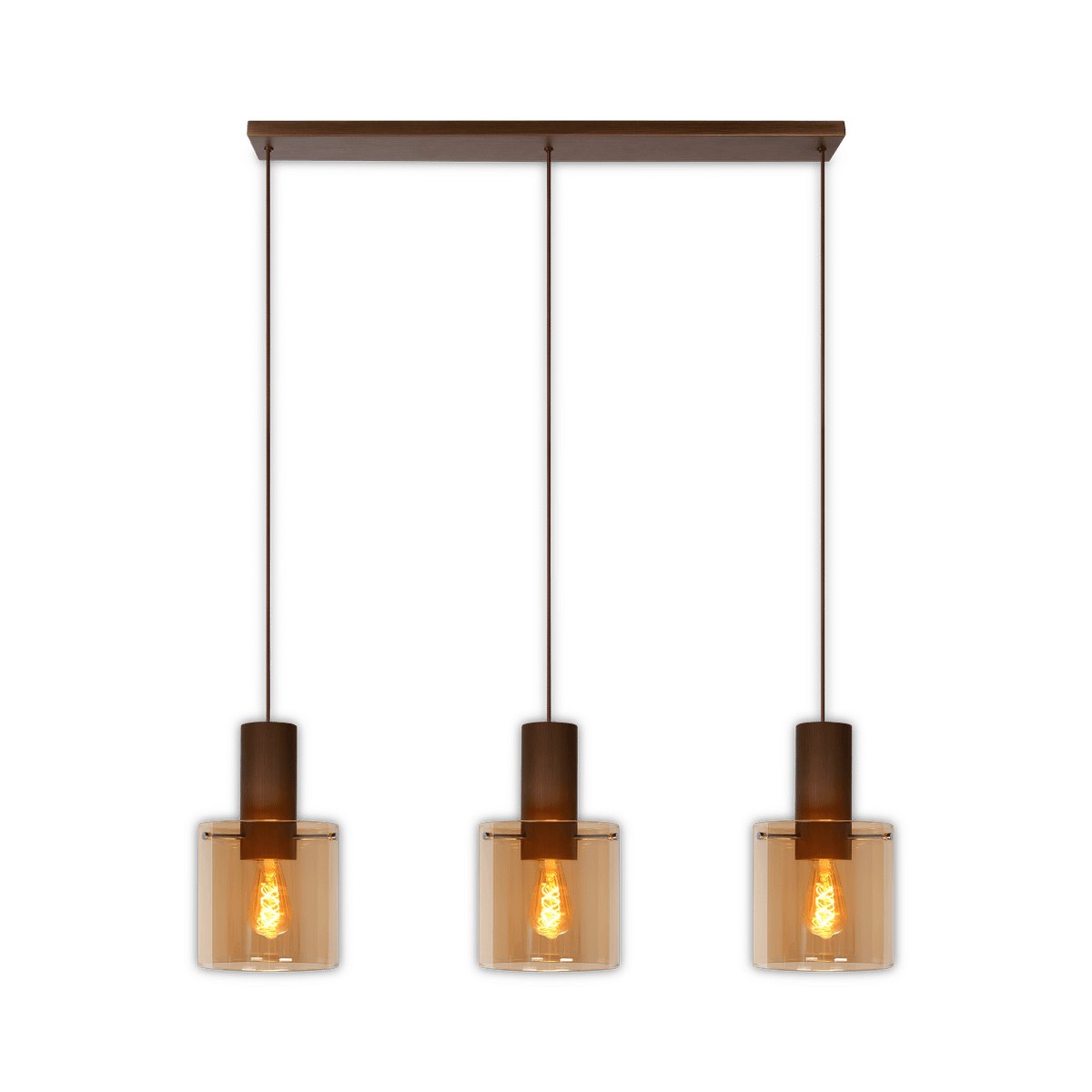 Hanglamp TOLEDO 3Del. Koper/Glas Amber