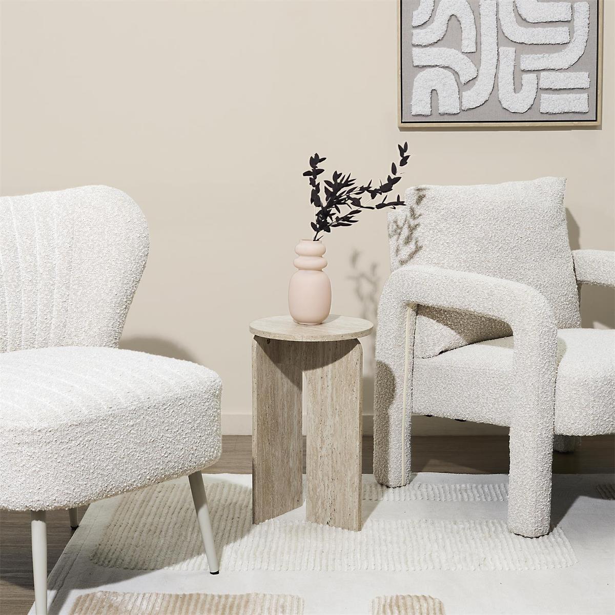 Bijzettafel Hoog VRENI Ø30 Travertijnlook