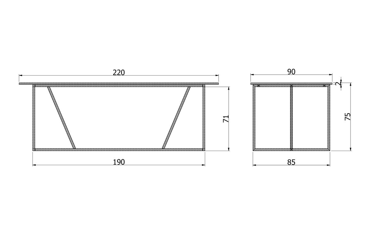 Eettafel LINDEN 220x90 Zwart