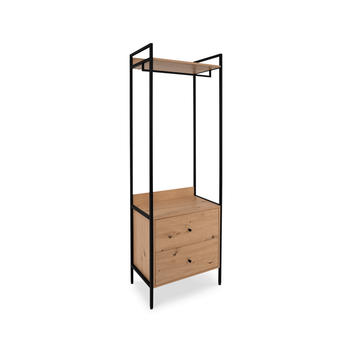 Wandkast LYRA met Roede/2 Laden Artisan-Zwart B64