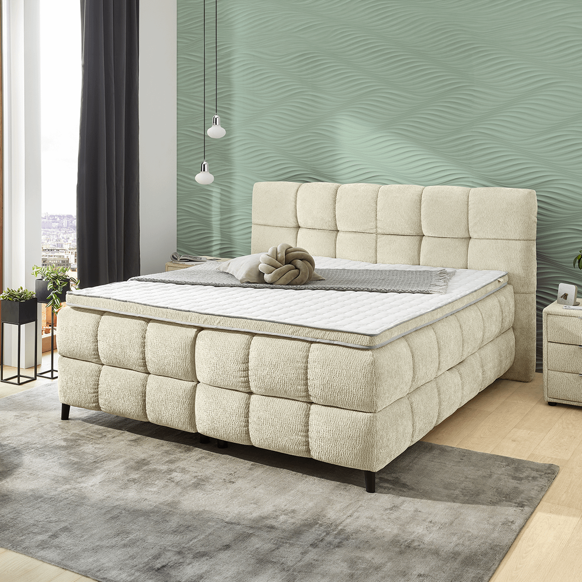 Boxspring HENGELO 180x200 Met opberg Beige