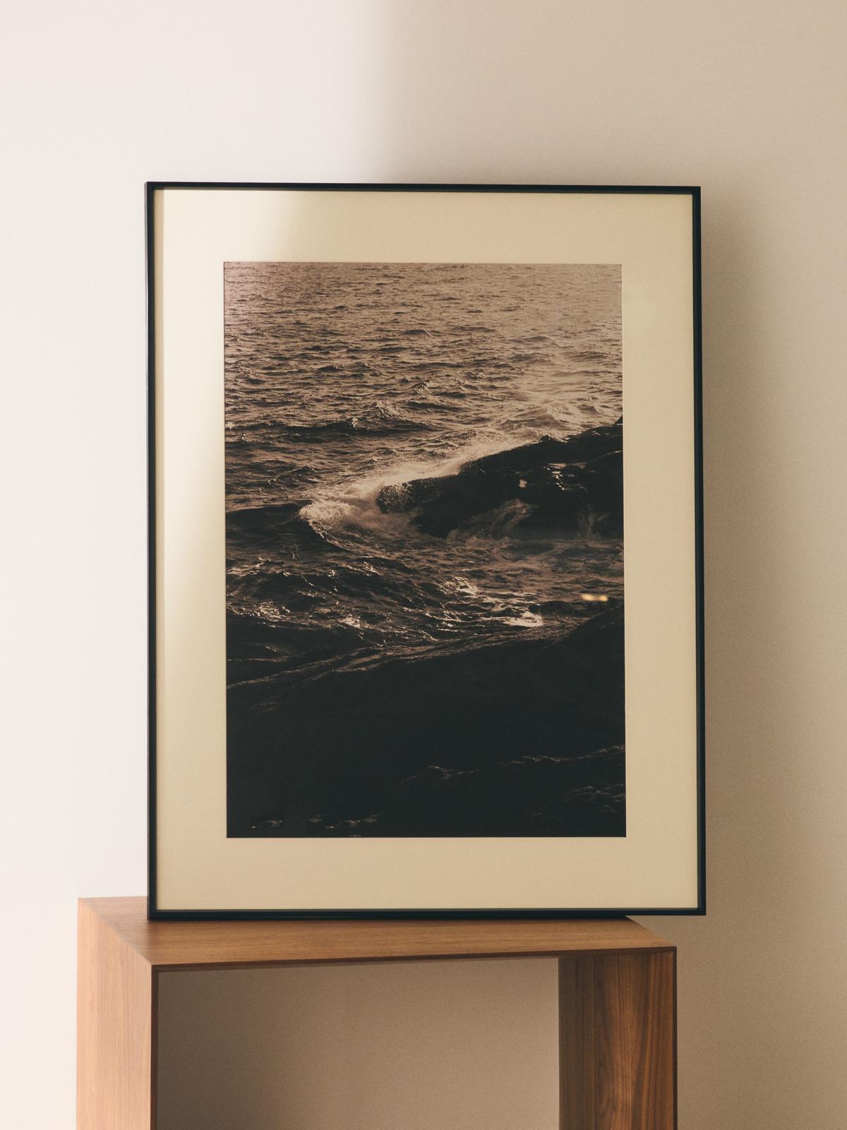 Zavira kunstwerk met foto van golven 64 x 84 cm