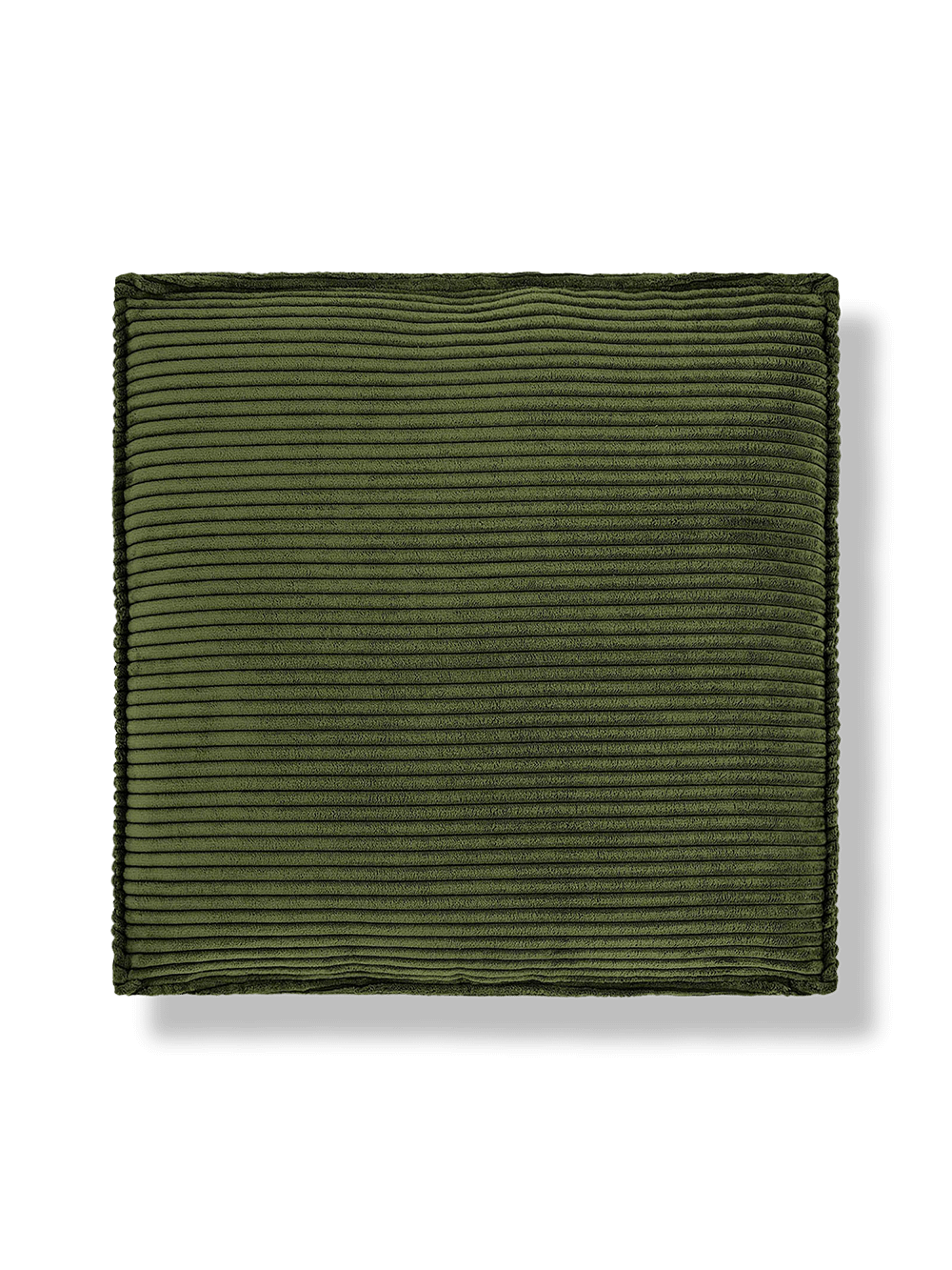 Blok-kussen in dik ribfluweel groen 60 x 60 cm