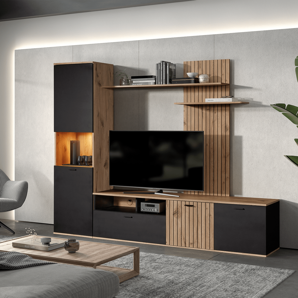 Tv-Wandmeubel ANTILIA Canyon Oak B235