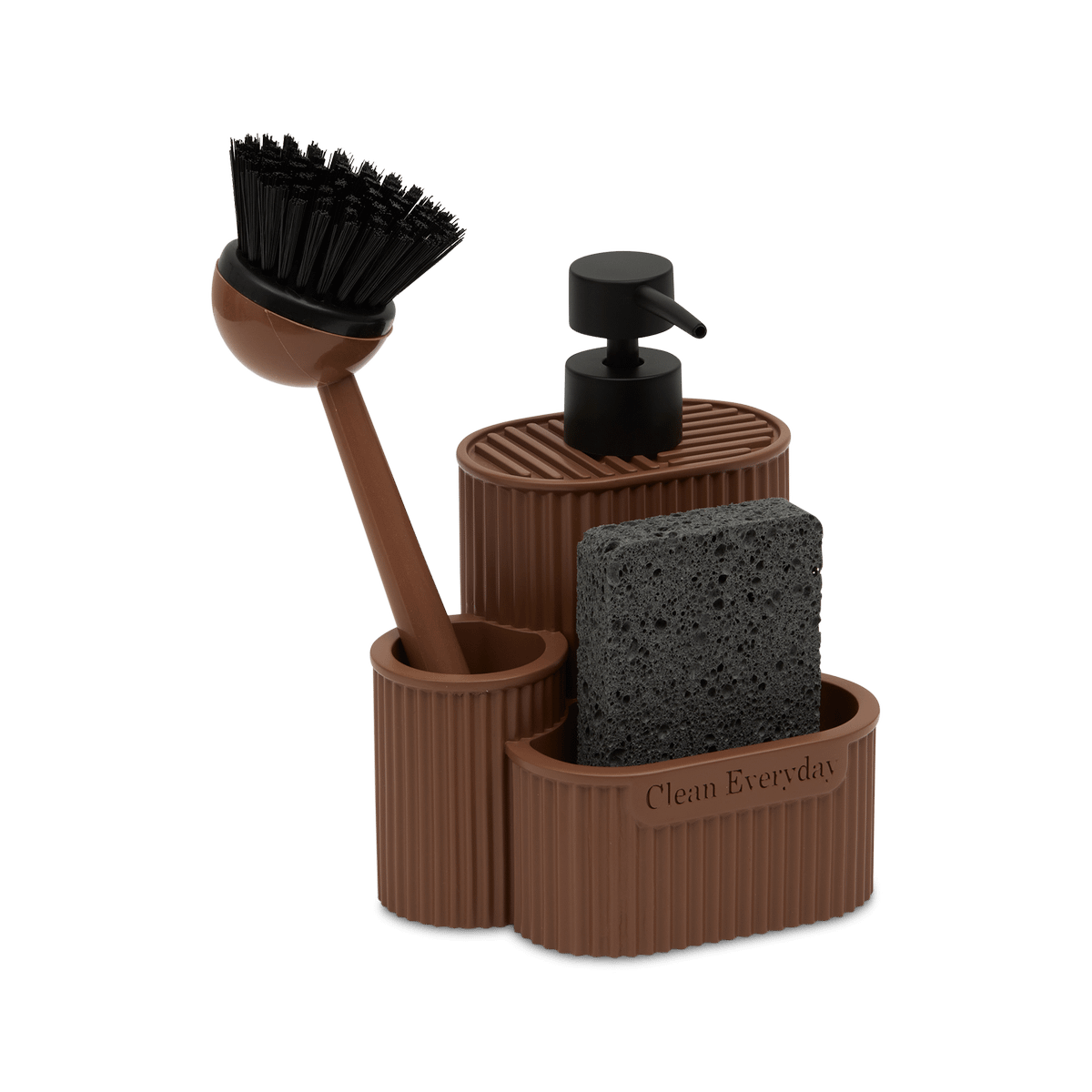 Zeepdispenser TERZIA met Scrubby + Borstel Bruin