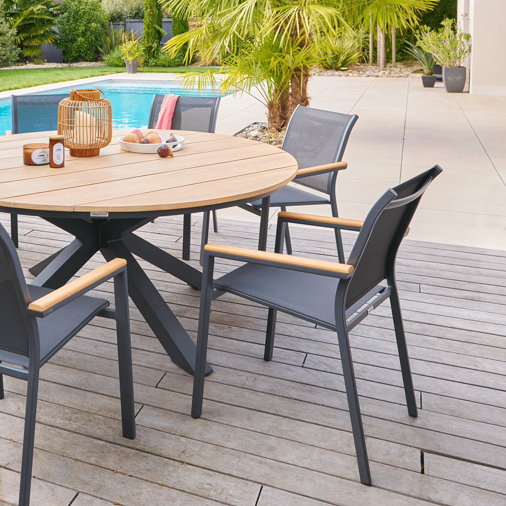 Armstoel DURELLA Grafiet/Acacia Armstoel DURELLA Grafiet/Acacia