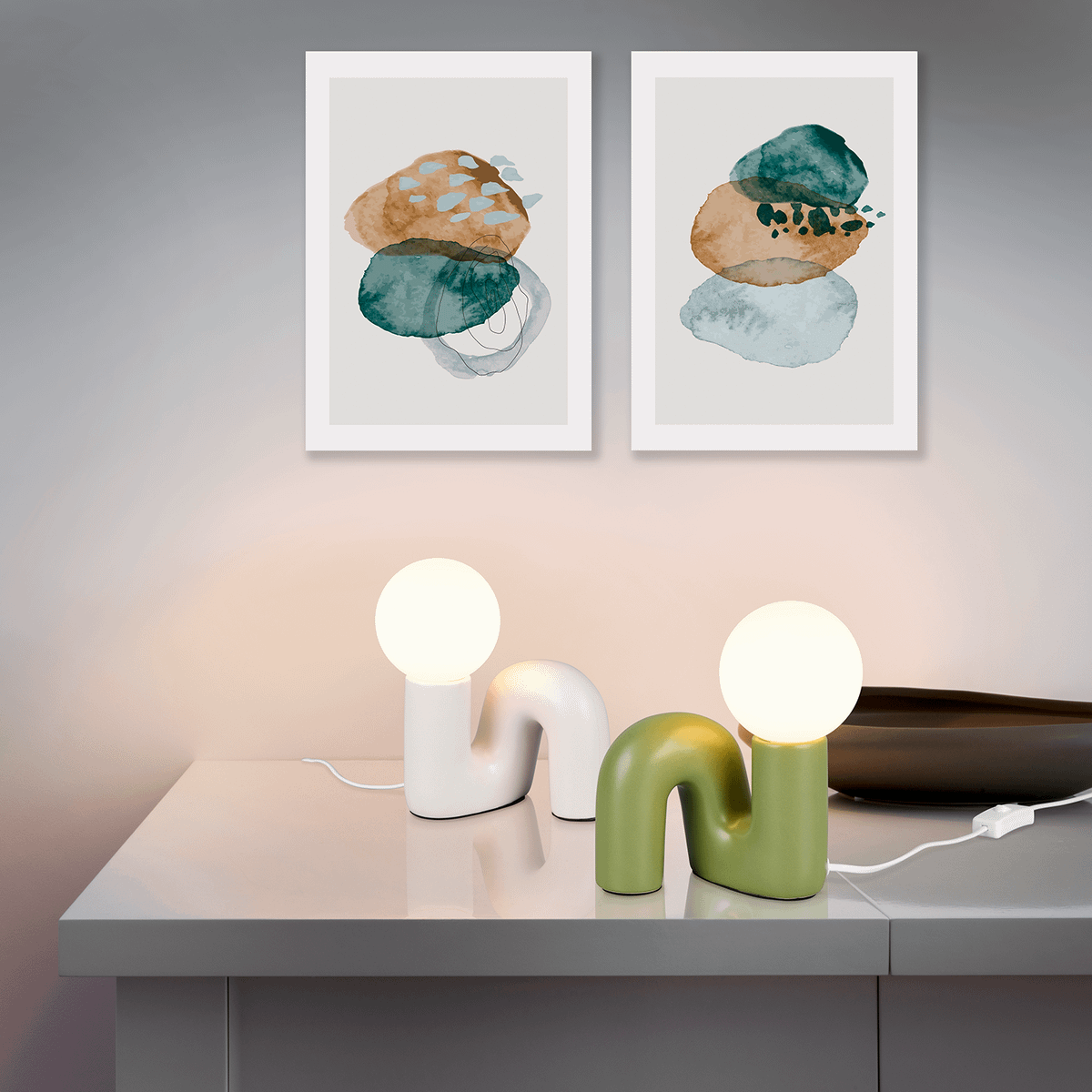 Tafellamp QUINN Keramiek Warm Grijs