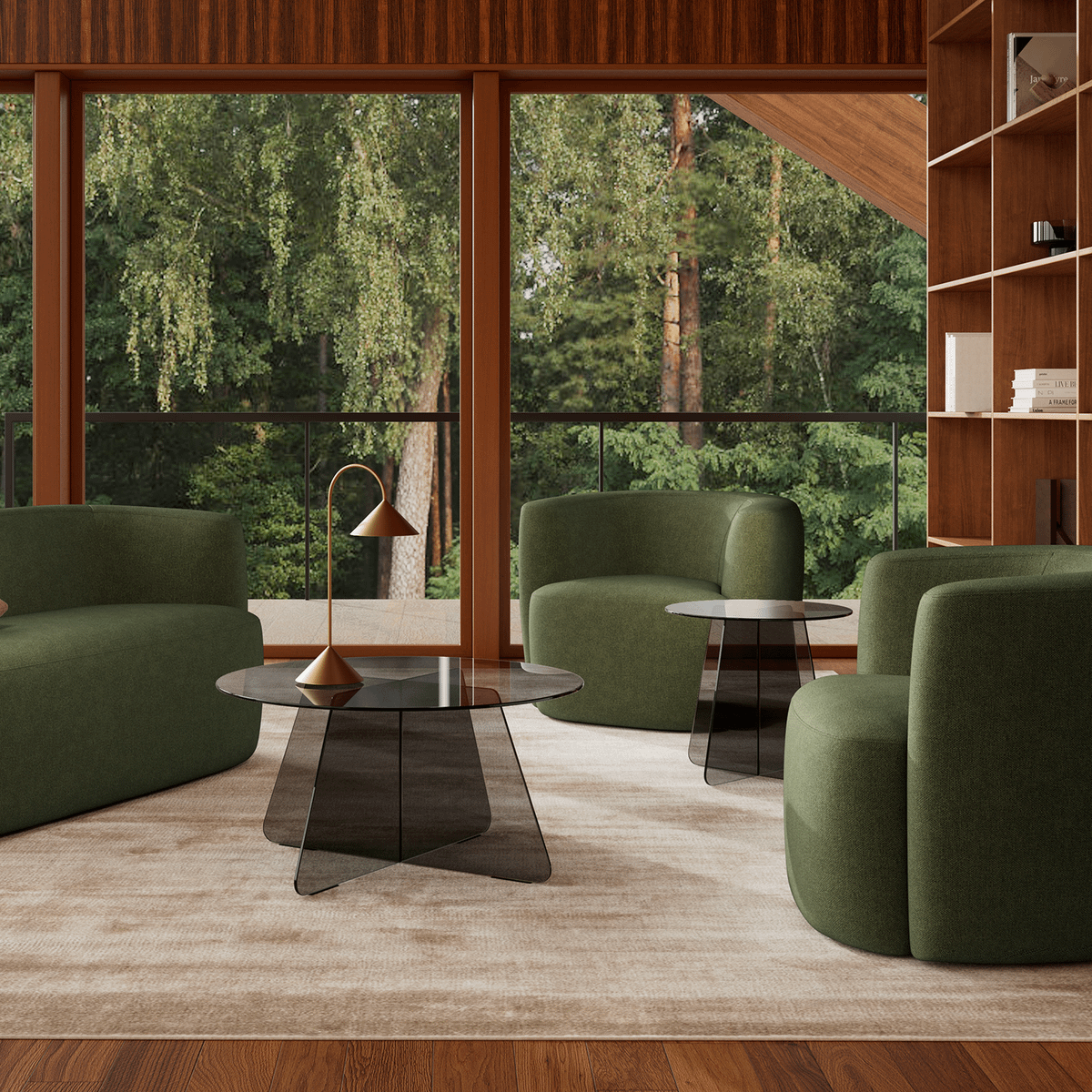 Salontafel SKOGA Ø80 Glass Smoked